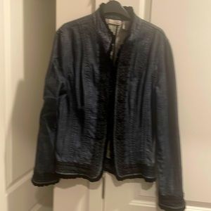 Embroidered denim blazer